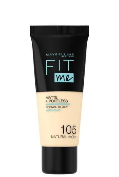 MAYBELLINE NEW YORK FIT ME MATTE + PORELESS FONDÖTEN NATURAL IVORY 105