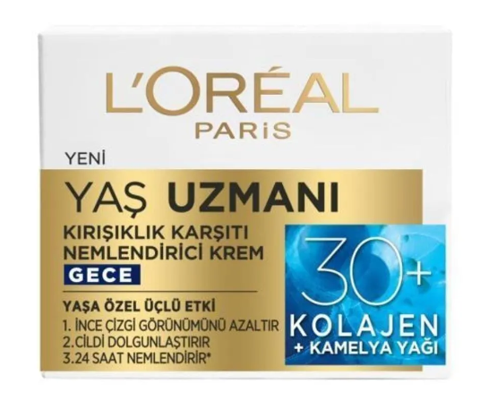 L'Oreal Paris Yaş Uzmanı 30+ Kırışıklık Karşıtı Nemlendirici Gece Kremi